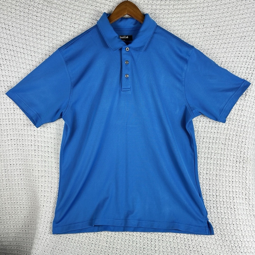 Bolle Blue Polo Shirt Mens Large Athletic Golf Performance Short Sleeve - Picture 2 of 5